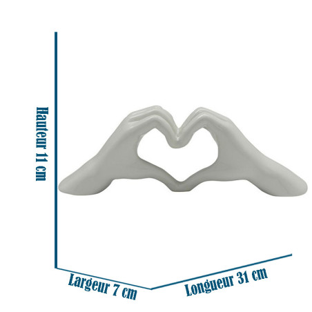 Dimensions Statue Geste Main Cœur Blanc