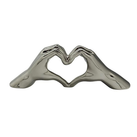 Statue Geste Main Cœur Chrome Statue Geste Main Cœur Chrome