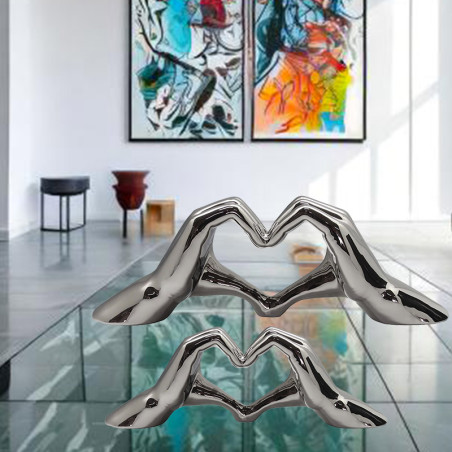Comparatif Statue XL Geste Main Cœur Chrome