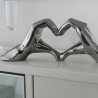 Statue XL Geste Main Cœur Chrome décoration