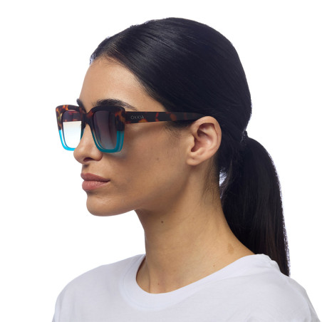 Lunettes de Soleil Ronde OKKIA ELBA Havana Blue - OK044-HB