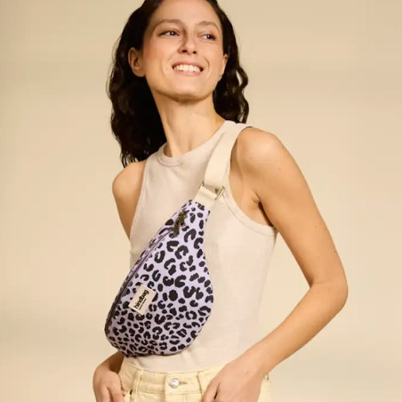 Banane Hindbag Olivia Léopard Coton Lillas
